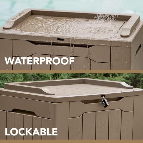 devoko 30 gallon resin deck box outdoor indoor shown in use