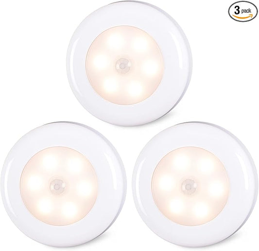 STAR-SPANGLED 3 Pack 2.8” Motion Sensor Lights Indoor AAA Battery Operated by STAR-SPANGLED