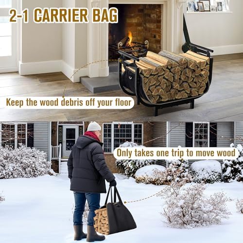 nalone 30 inch firewood rack with carrier bag, package contents