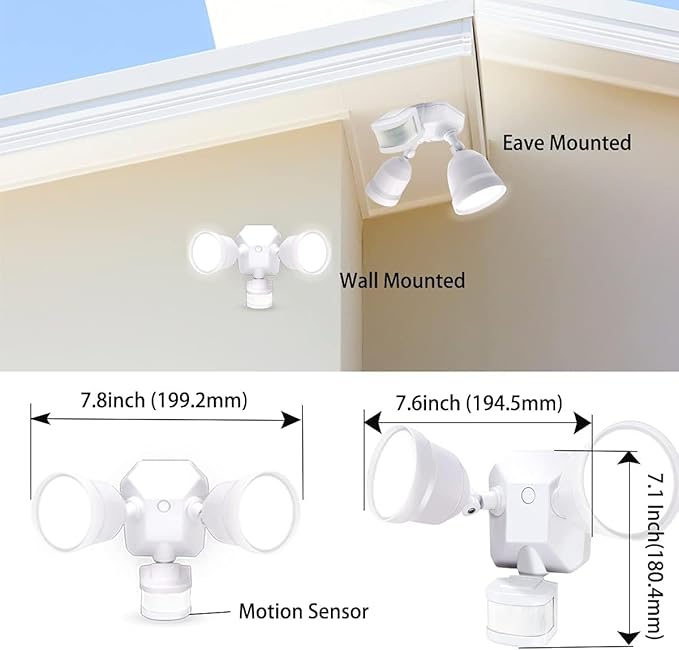 EMANER Motion Sensor Outdoor Lights, Dusk to Dawn Porch Flood Light 5000K - Image 6