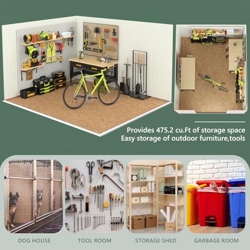 10x8 ft metal storage shed with window,outdoor storage showing dimensions