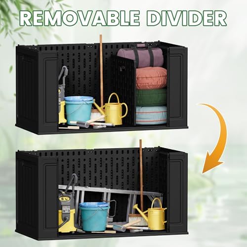 devoko 160 gallon double-wall deck box with divider, close-up detail