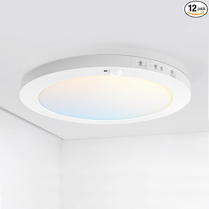 ASD LED 12" Round Flush Mount Ceiling Light Fixture, Low Profile Surface by ASDLightingCorporation