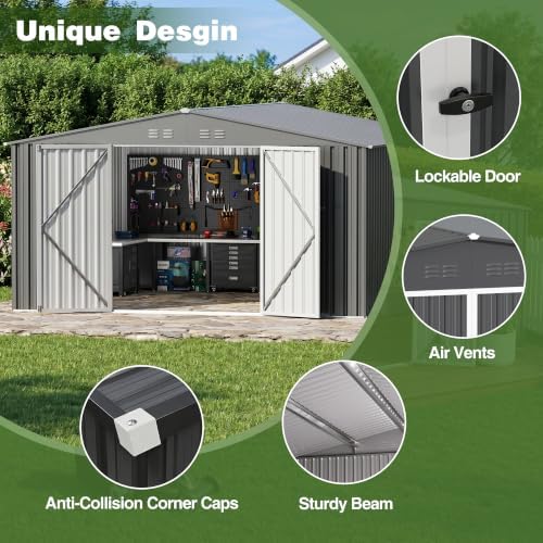 12 ft outdoor storage shed, heavy duty metal, package contents