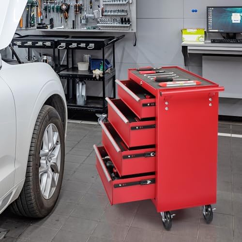 winado 4 drawer rolling tool cabinet, lockable steel shown in use