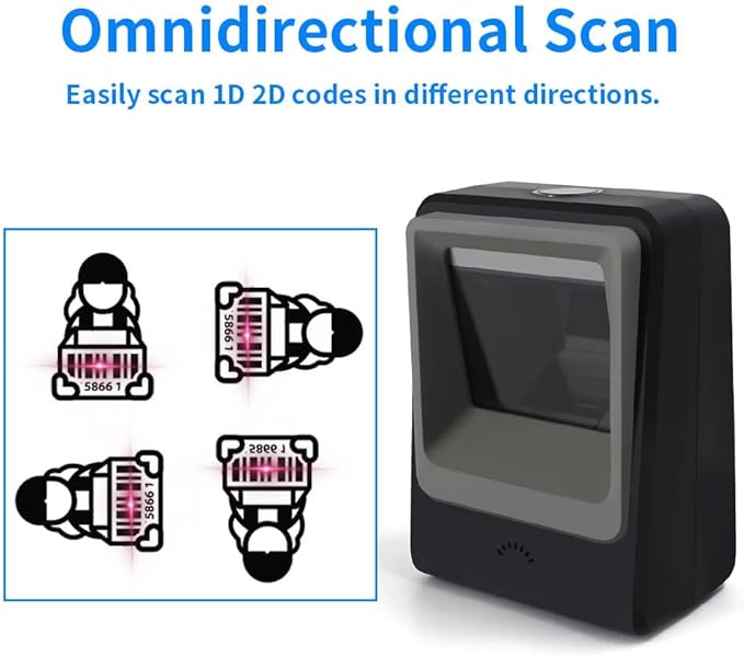 Handsfree 2D 1D Barcode Scanner, Alacrity QR Omnidirectional Desktop Bar Code - Image 3