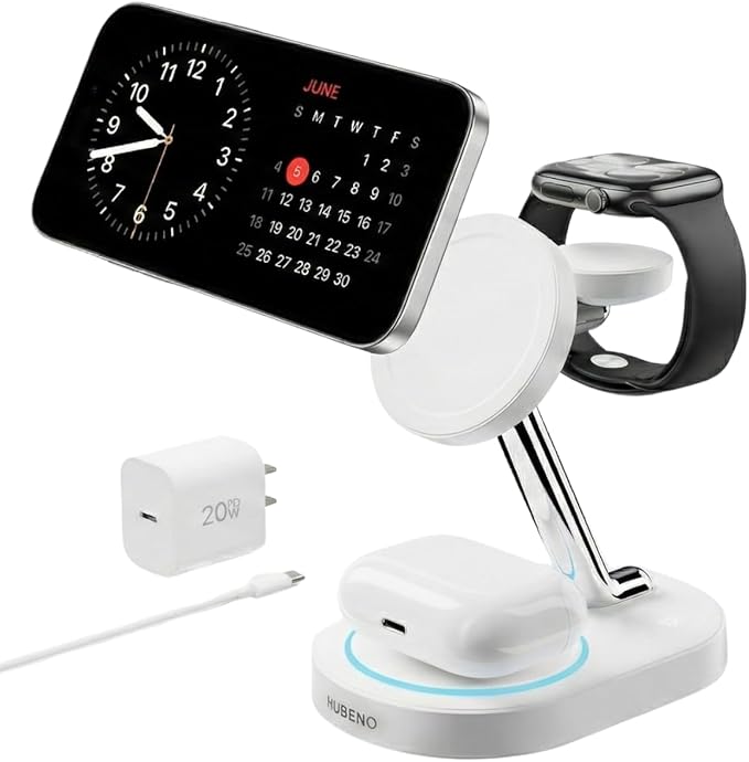 Fast Charging Station for iPhone 16/16 Pro/16 Pro Max, Wireless Charger Station by Nubeno
