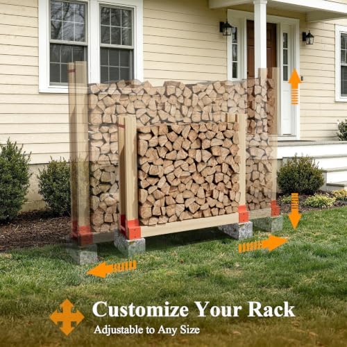 mr ironstone firewood rack outdoor indoor, adjustable to, side view