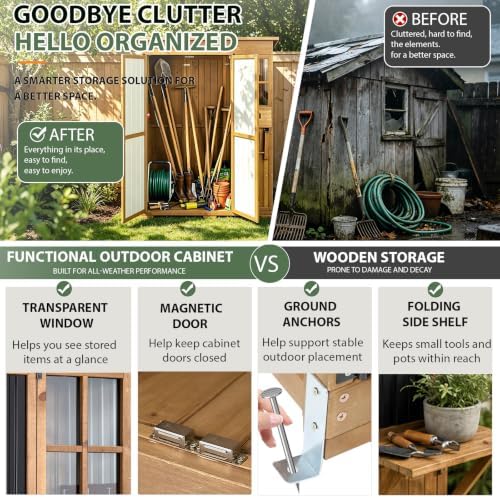 gowoodhut large outdoor storage cabinet weatherproof garden tool showing dimensions