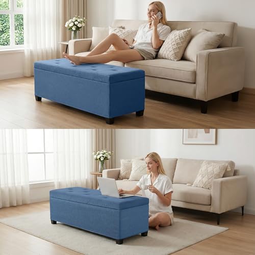 dumos storage ottoman bench, 43.3 inch end of on a desk or shelf