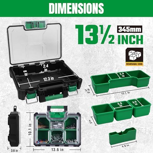 sk 13.5-inch small part organizer, portable tool box, close-up detail
