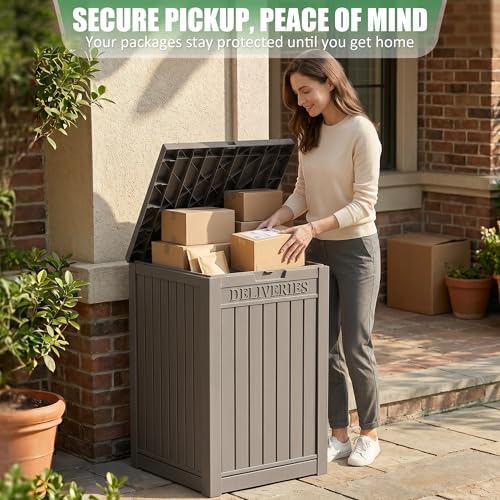 easyup package delivery boxes for outside, 90 gallon showing dimensions