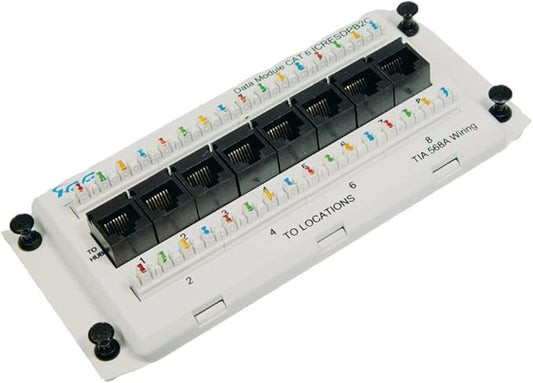 ICC CAT6 Ethernet Data Module, 8 Ports, UL Listed & PoE++ Rated, by ICC