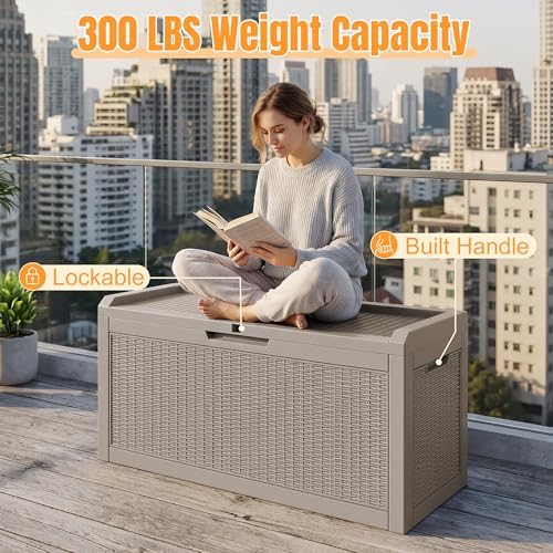 outdoor storage box,100 gallon waterproof resin patio deck, package contents