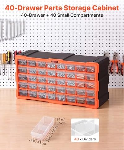 vevor 40-drawer storage organizer, plastic, drawer storage cabinet, side view