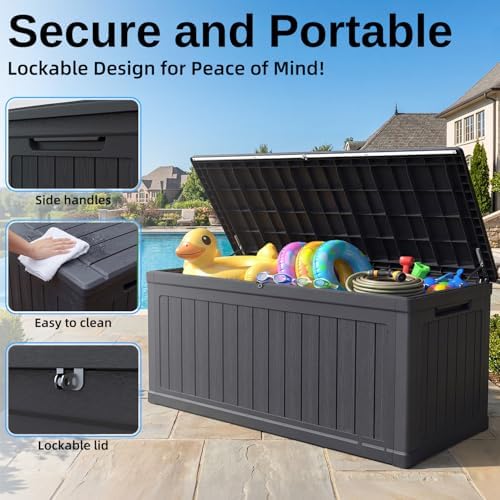 320 gallon outdoor storage deck box, waterproof resin, package contents