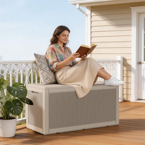 mars villa deck box, outdoor storage box waterproof, close-up detail
