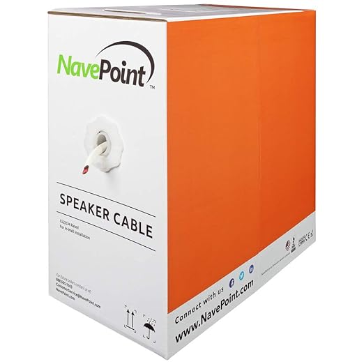 NavePoint 500ft in Wall Audio Speaker Cable Wire CL2 14/4 AWG Gauge 4 Conductor by NavePoint