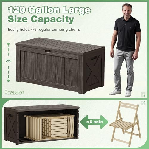 greesum outdoor storage box 120 gallon storage bin, side view