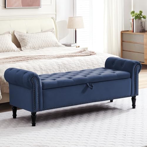 67'' end of bed storage bench king size, front angle view
