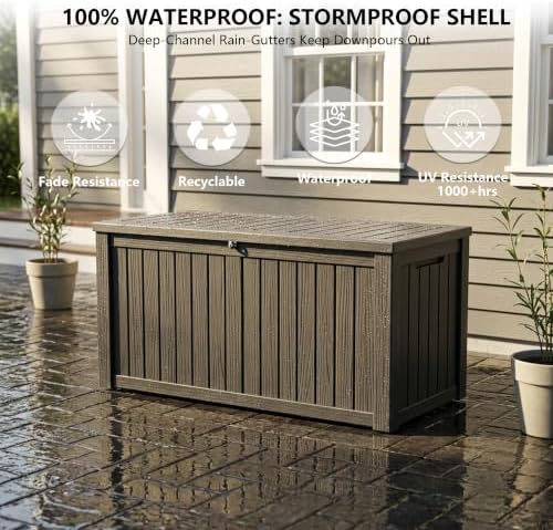 outdoor storage box,180 gallon waterproof deck box [upgraded showing dimensions