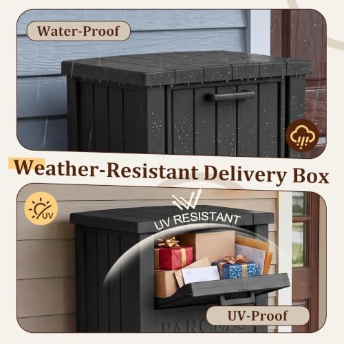 package delivery boxes for outside, 120 gallon outdoor, side view