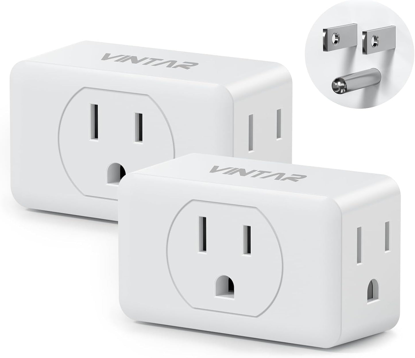 VINTAR Multi Plug Wall Outlet Extender 2 Pack, 3 Way Plug Adapter, White | Electrical Multiple Outlet Splitter, Small Wall Expander, For Home Office Dorm Cruise Ship Travel Essentials, ETL Listed