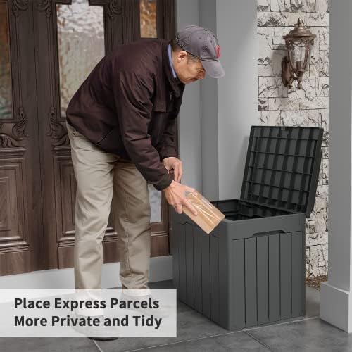 flamaker deck box 31 gallon waterproof resin small, front angle view