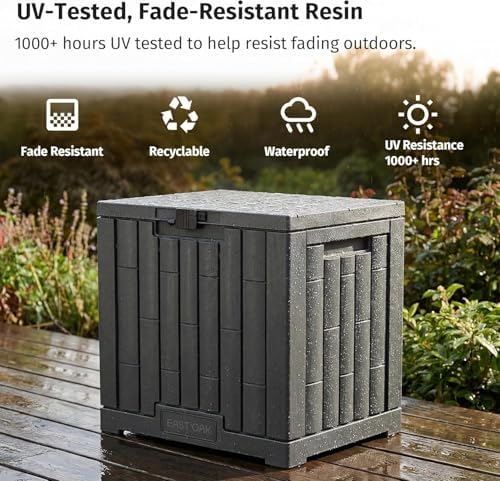 east oak outdoor storage box, 31 gallon 2 on a desk or shelf