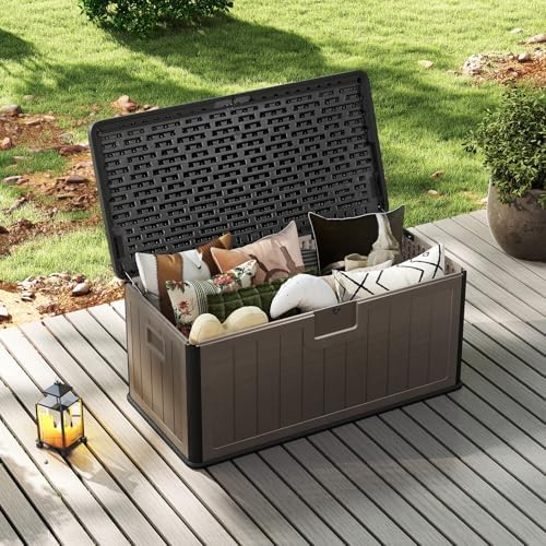 happygrill 100 gallon outdoor storage deck box with, close-up detail