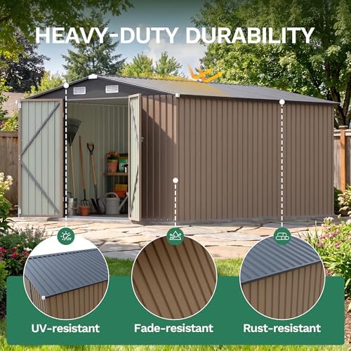 jummico 10x12 ft outdoor storage shed, heavy duty, package contents