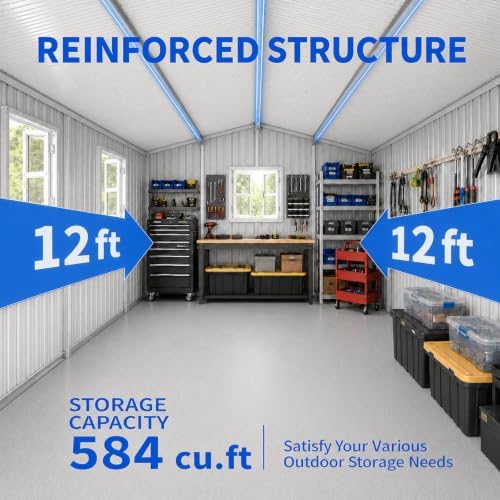 12x10 ft outdoor storage shed with 3 clear, package contents