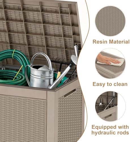 vixzen 121 gal waterproof outdoor storage box lockable, side view