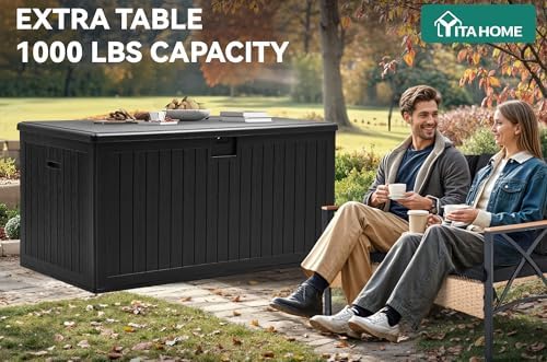 yitahome 260 gallon large deck box with divider, package contents