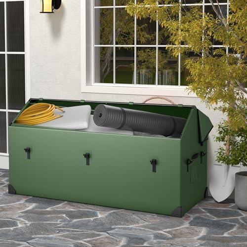 goplus outdoor storage box, 174 gallon all weather, front angle view