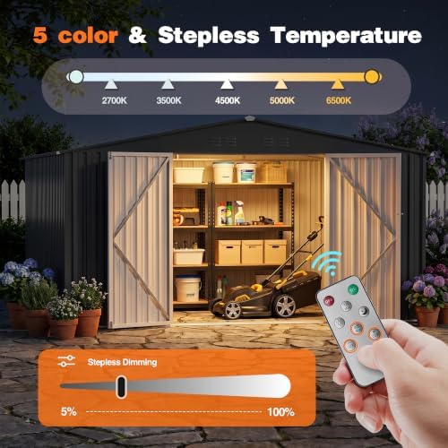 12 ft outdoor storage shed, heavy duty metal showing dimensions
