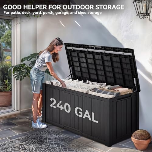 yitahome 240 gallon extra large outdoor storage deck, close-up detail