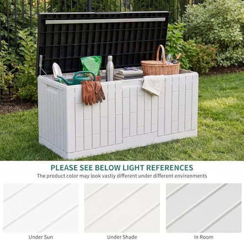 yitahome 120 gallon outdoor storage deck box, front angle view