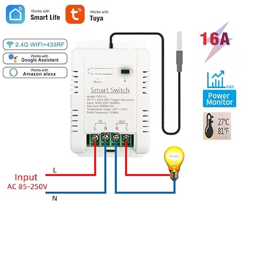 MHCOZY WiFi Temperature Controller Sensor Module, Tuya app Wireless Remote 16A - Image 2