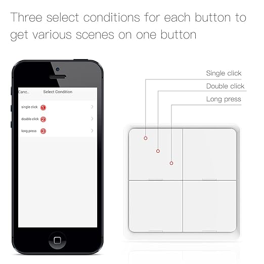 MOES Wireless Smart Scene Switch Button, Require MOES HUB, Zigbee Connection - Image 4