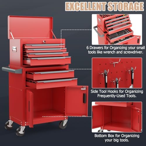 ergomaster large rolling tool-chest with 6 drawers heavy, package contents