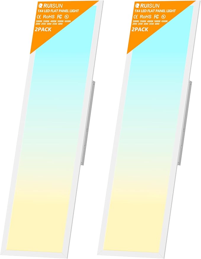 2 Pack 1x4 LED Flat Panel Light Drop Ceiling Office Fixture, Surface Mount Drop by Unknown