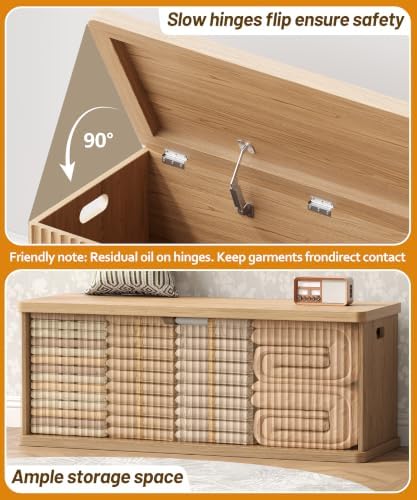 akxomel 45.3" fluted storage chest wooden storage trunk on a desk or shelf