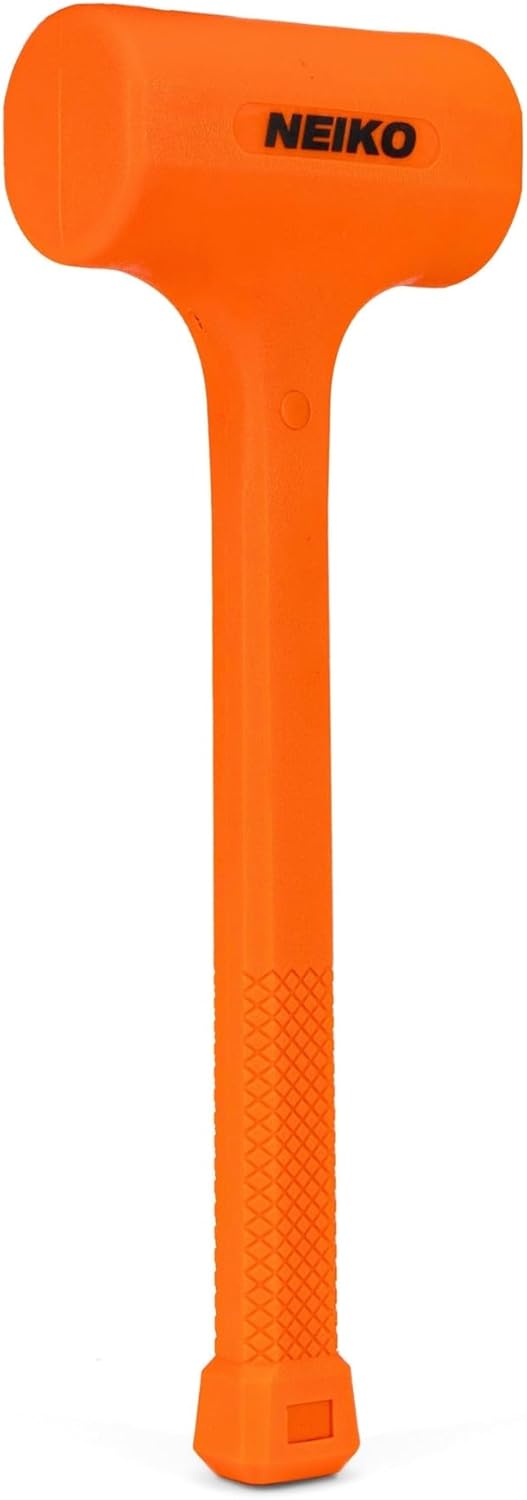 NEIKO 02851A Dead Blow Hammer, 5 Pounds, Neon Orange Deadblow Hammers, Mallet, Spark and Rebound Resistant, Unibody Molded, Soft Blow Rubber, Checkered Grip, Steel Shot and Core