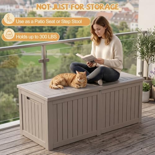 efu outdoor storage box waterproof 390 gal gen on a desk or shelf