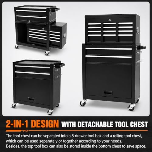 rolling tool chest - 8 drawers tool box, close-up detail