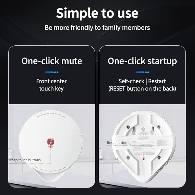 4-in-1 Carbon Monoxide Detector, Wireless Battery CO and Gas Alarm - Image 6
