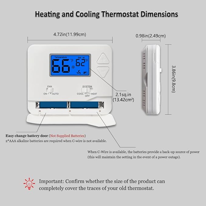 NonProgrammable Thermostat for Home, Digital Energy-Saving Thermostat, - Image 6