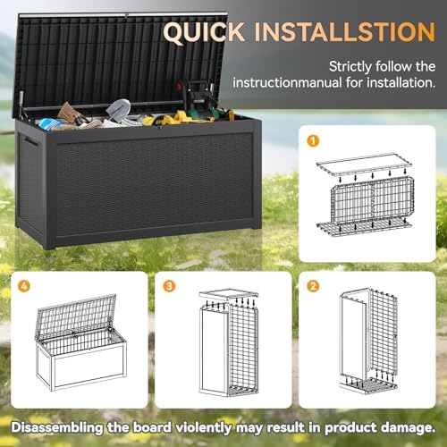 kamaboko outdoor storage box, 330 gallon deck box on a desk or shelf