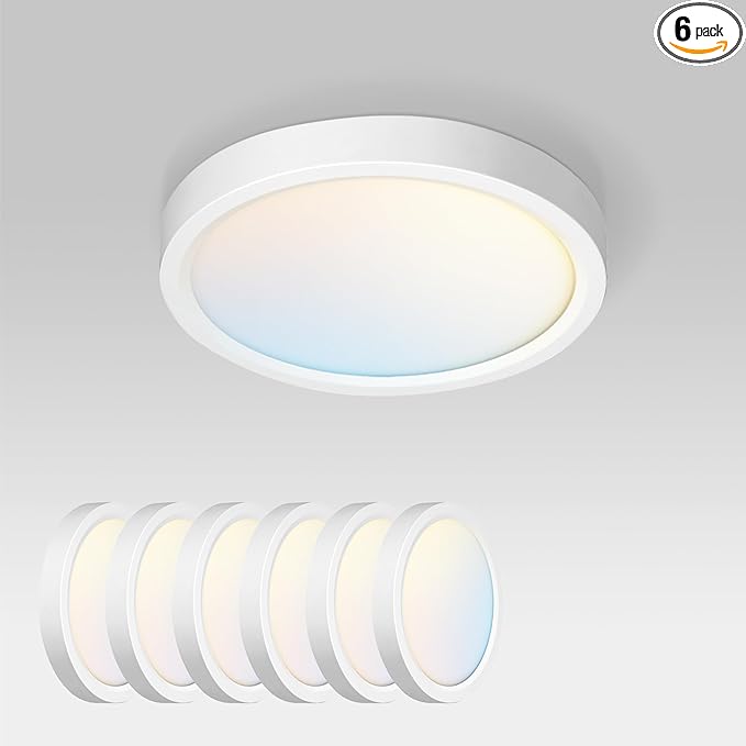 ASD LED 7" Round Flush Mount Ceiling Light Fixture, Low Profile Surface by ASDLightingCorporation